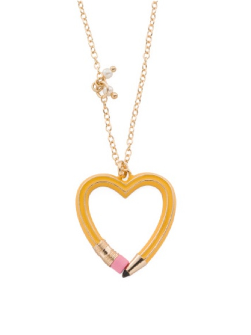 NWT Betsey Johnson Back-to-School Heart
Pencil Pendant Necklace, Yellow, Teacher